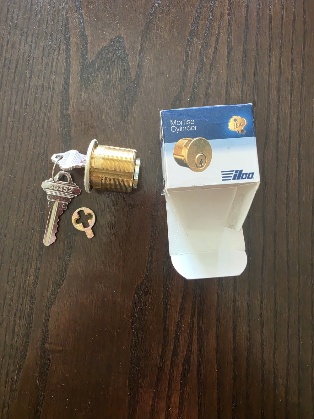 Gold Mortise Cylinder Lock with Keys